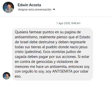Quiere ser parte del grupo antisemita
